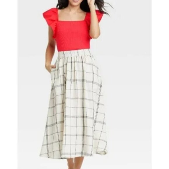 NWT Woman's Ruffle Ribbed Top A New Day Red - Picture 3 of 3